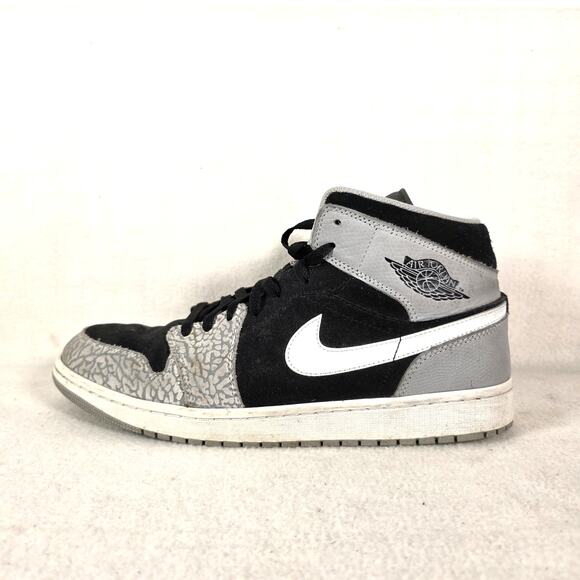 Nike Air Jordan 1 Mid SE Elephant Print DM1200-016 Men\'s 12.5 Black/Gray Sneaker